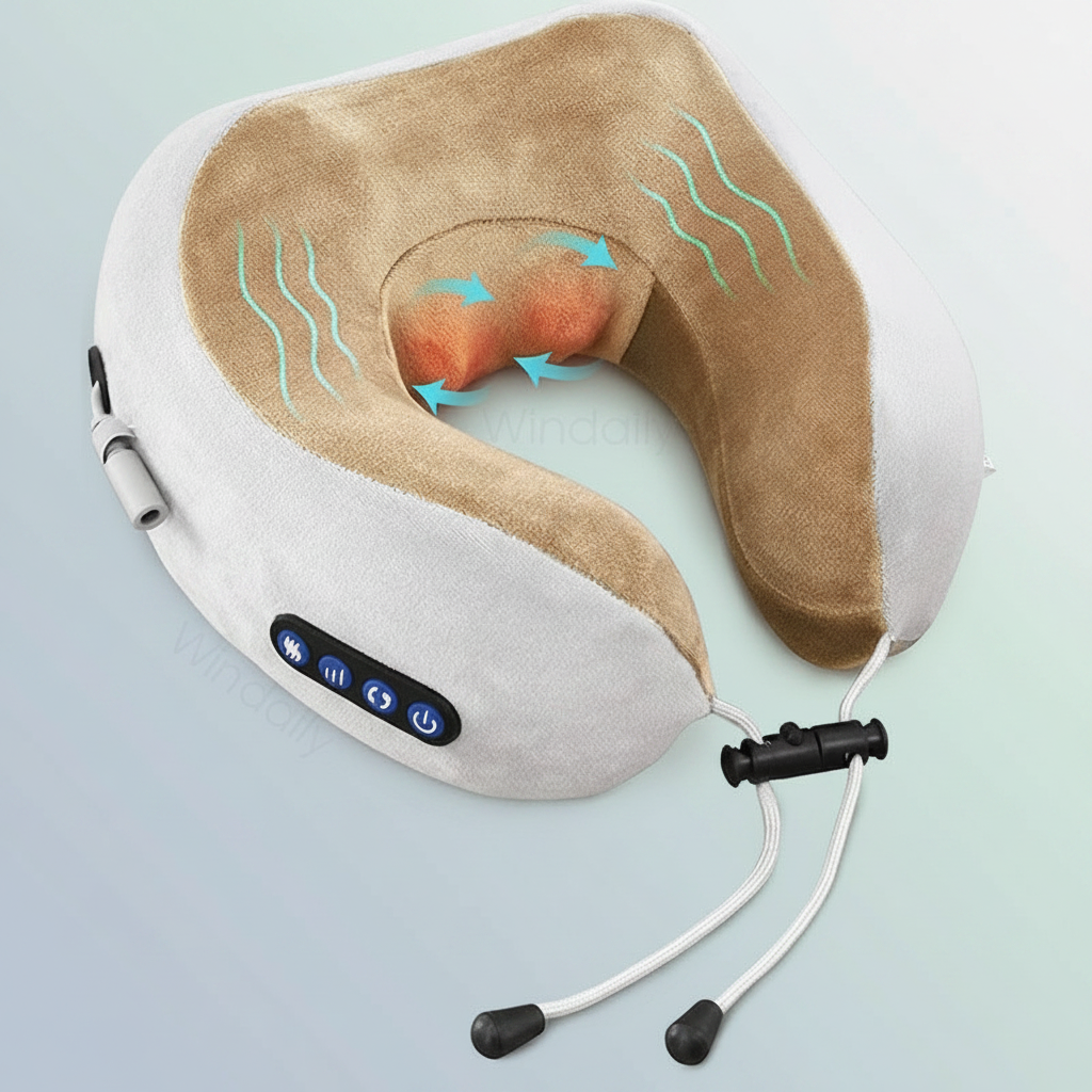 Electric shiatsu neck and shoulder massager with heat therapy