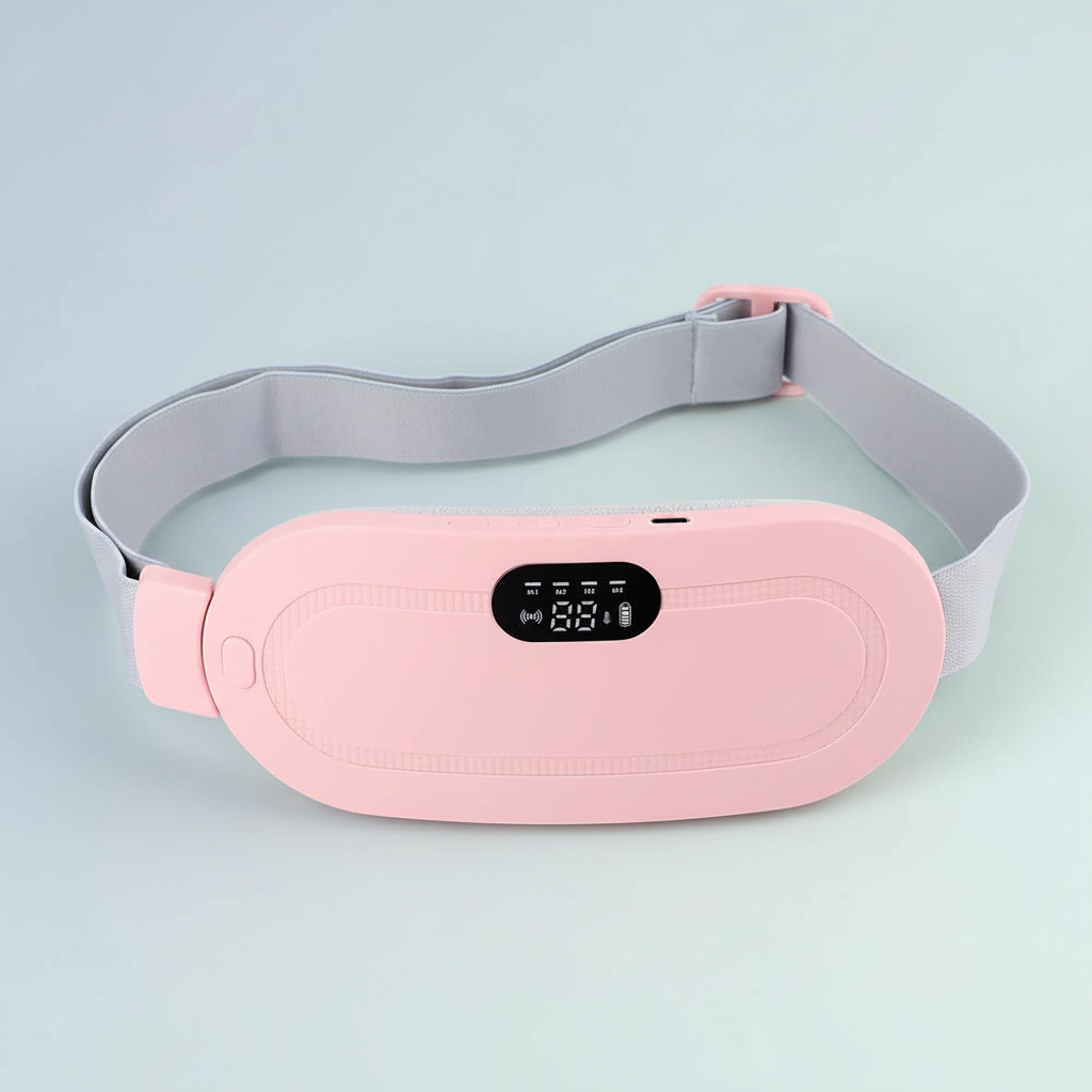 Electric heated massage belt for menstrual pain relief with vibration and heat therapy