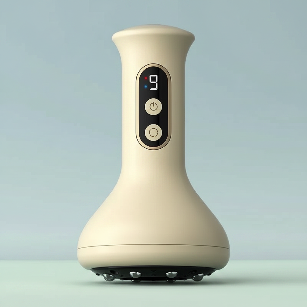 USB rechargeable abdominal massager with hot compress and guasha cupping