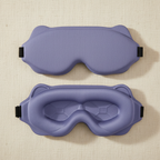 3D contoured sleep eye mask in purple-blue for complete light blocking and comfortable sleep