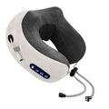 Gray and beige neck massager with control panel on a white background