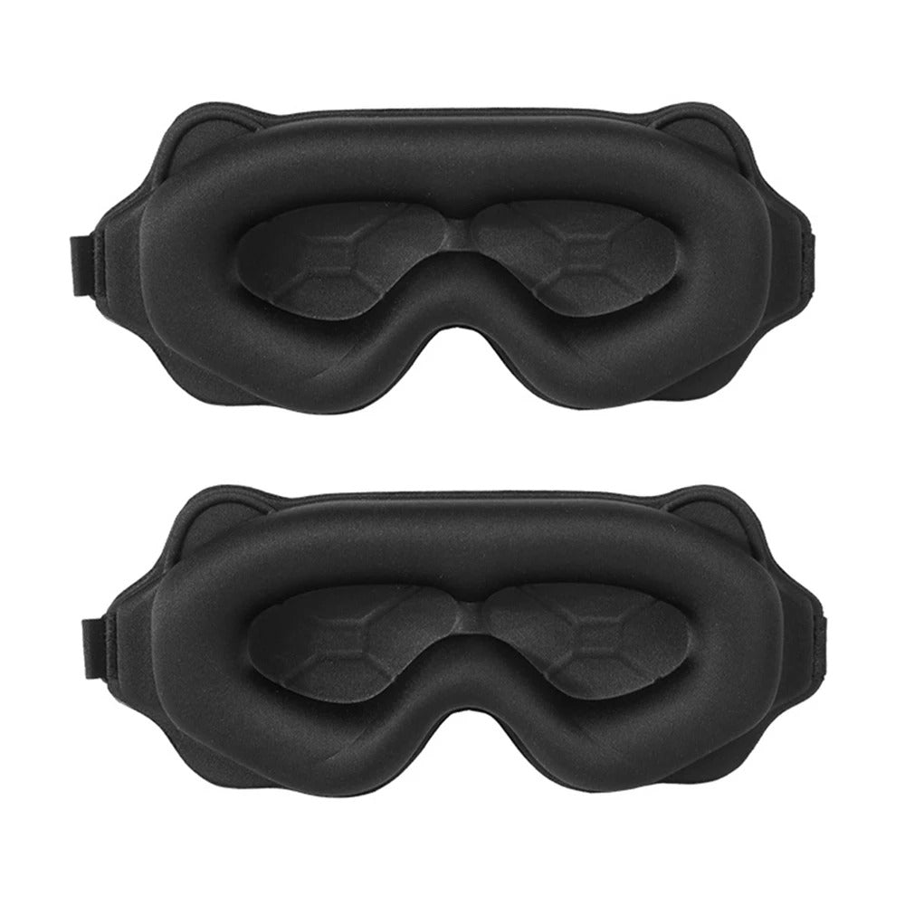 Two black eye masks on a white background