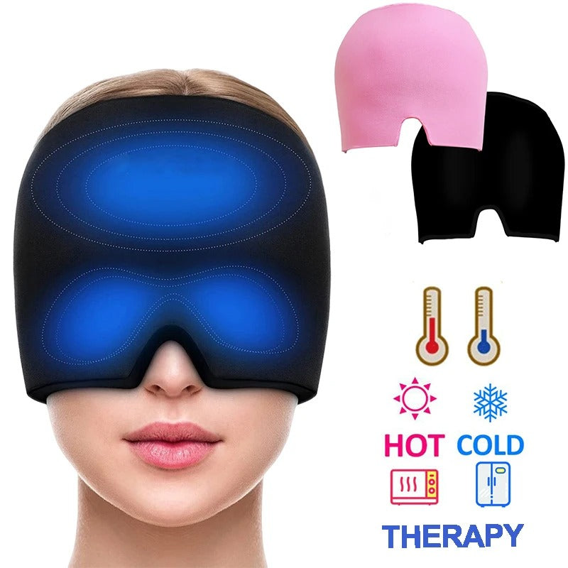 Gel ice migraine relief hat with cold compress therapy cap and eye mask