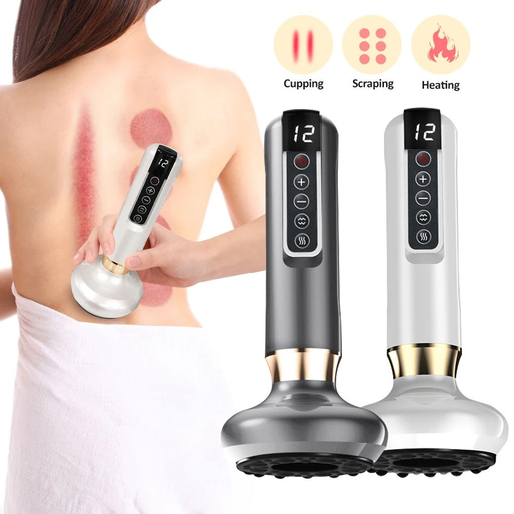 Person using a handheld device on their back with two other devices displayed below.