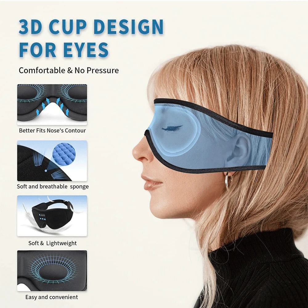 Bluetooth sleep eye mask with built-in HD speakers for restful, comfortable sleep