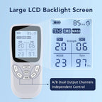Digital device with large LCD backlight screen displaying various settings on a light blue background.