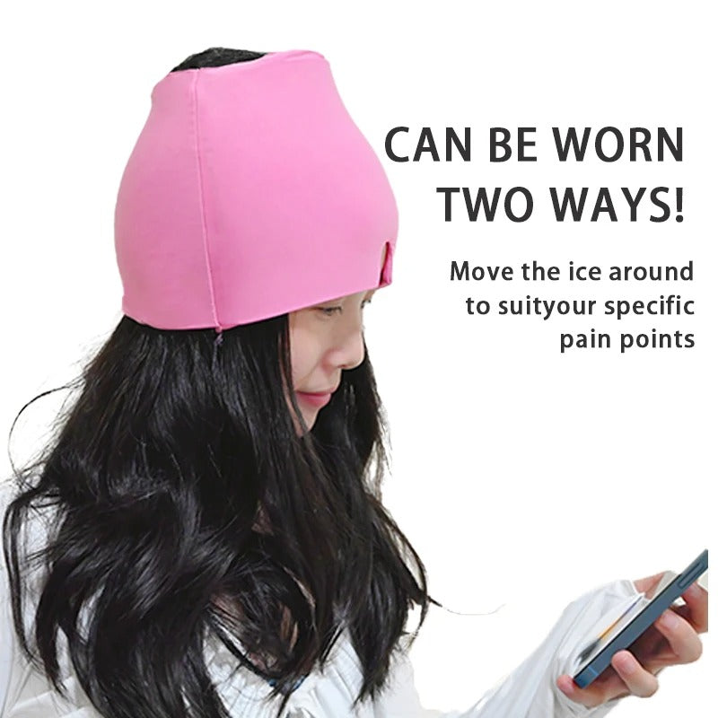Gel ice migraine relief hat with cold compress therapy cap and eye mask