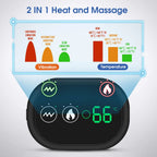 Digital display for heat and massage control with temperature and vibration indicators.