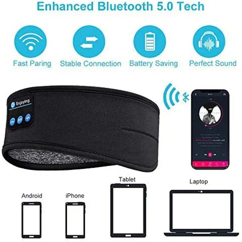 Soft wireless Bluetooth sleep headphones eye mask for comfortable, restful sleep