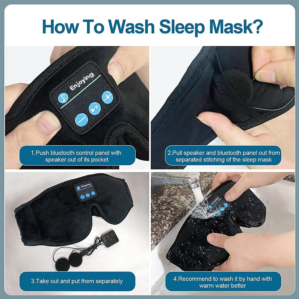 Bluetooth sleep eye mask with built-in HD speakers for restful, comfortable sleep