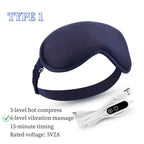 Navy blue eye mask with charging cable on a white background