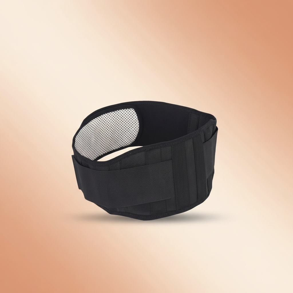 Black self-heating magnetic lumbar waist support belt